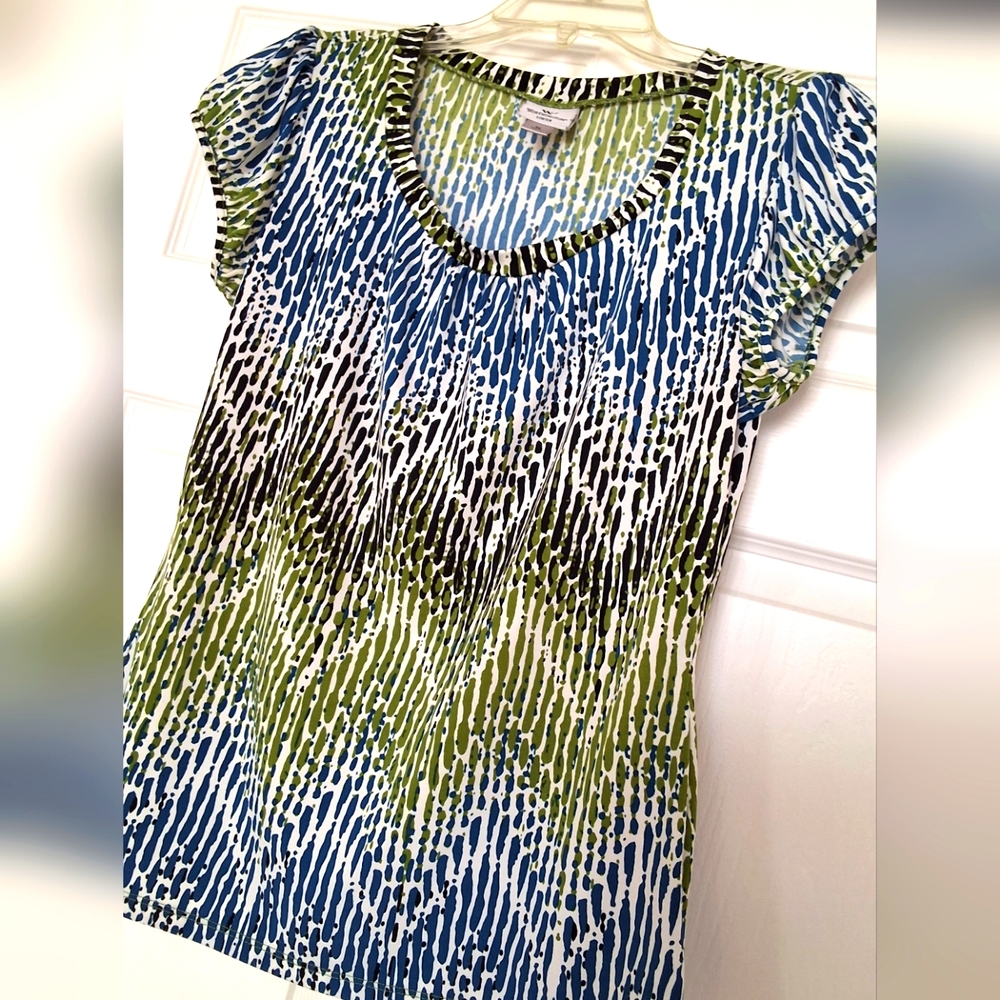 Worthington, Medium, Woman's Top, Black, Olive, White, Blue